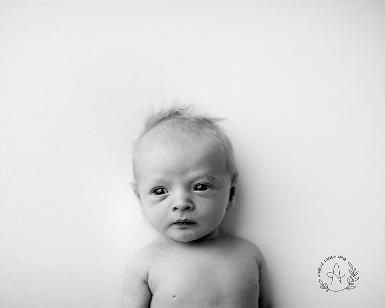 baby black and white portrait